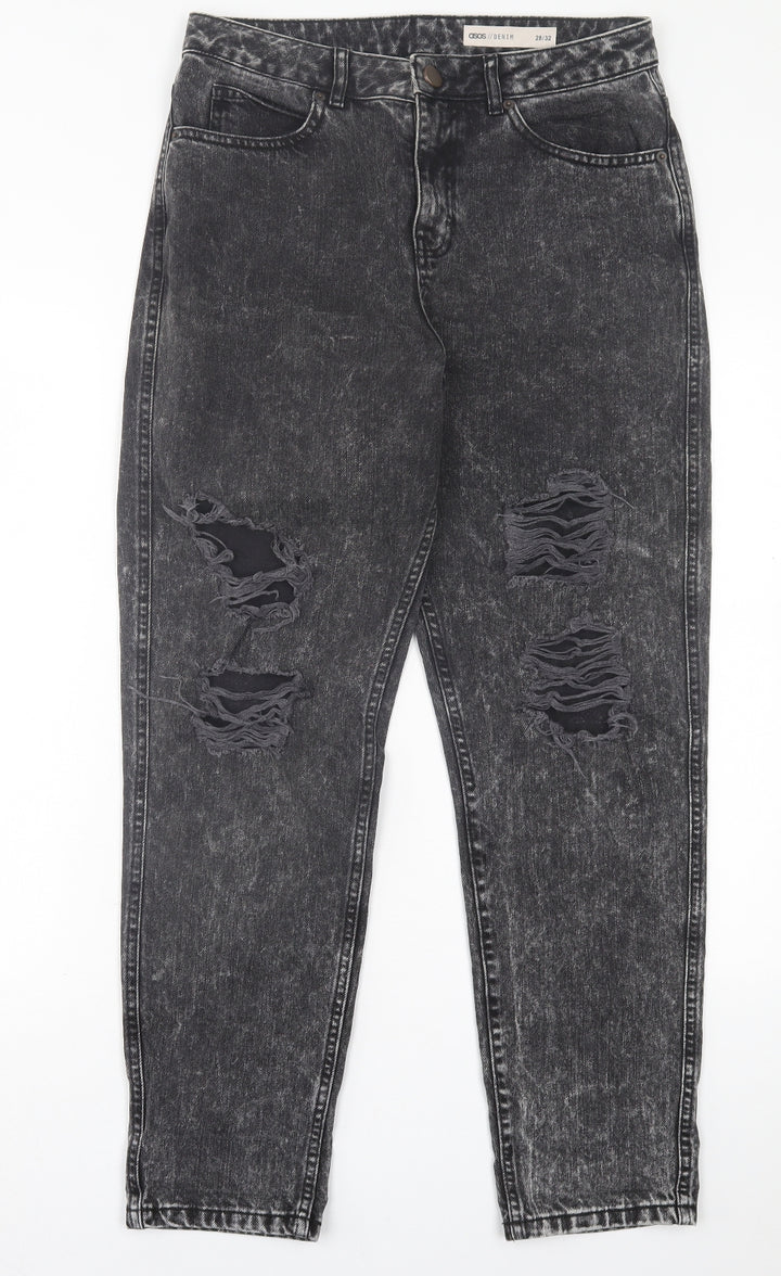 ASOS Womens Black Cotton Straight Jeans Size 28 in L32 in Regular Button