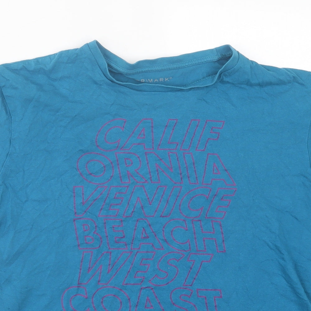 Primark Mens Blue  Cotton  T-Shirt Size XL Crew Neck
