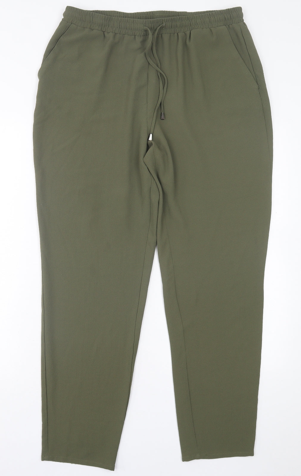 Papaya Womens Green  Polyester Trousers  Size 14 L28 in Regular Tie