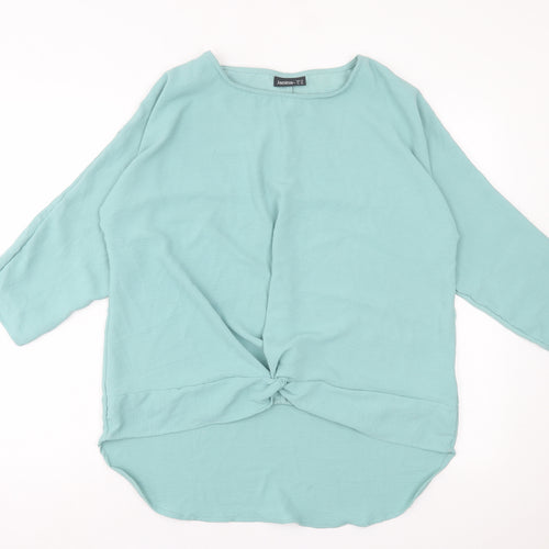 Janina Womens Green  Polyester Basic Blouse Size 12 Crew Neck