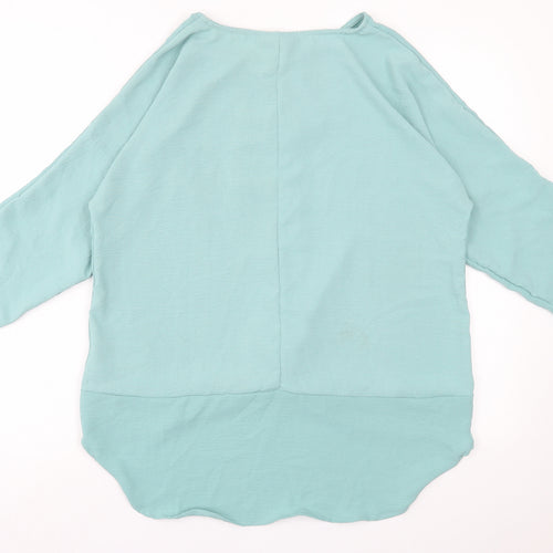 Janina Womens Green  Polyester Basic Blouse Size 12 Crew Neck
