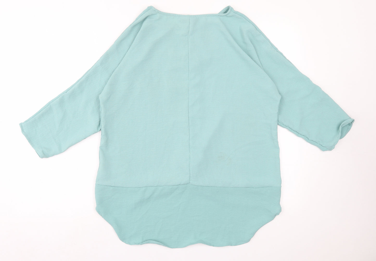 Janina Womens Green  Polyester Basic Blouse Size 12 Crew Neck