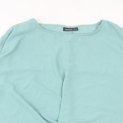 Janina Womens Green  Polyester Basic Blouse Size 12 Crew Neck