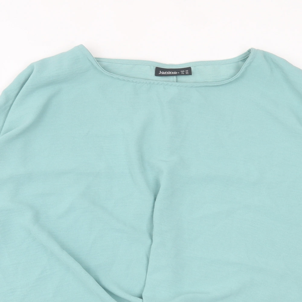 Janina Womens Green  Polyester Basic Blouse Size 12 Crew Neck