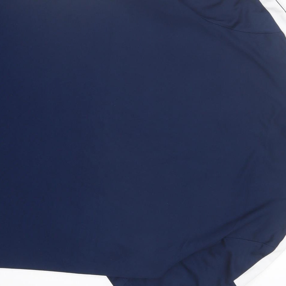 adidas Boys Blue Striped Polyester Basic T-Shirt Size 15-16 Years Crew Neck Pullover