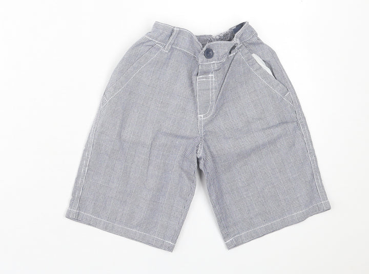 H+T Boys Blue Houndstooth Cotton Bermuda Shorts Size 5 Years Regular Buckle