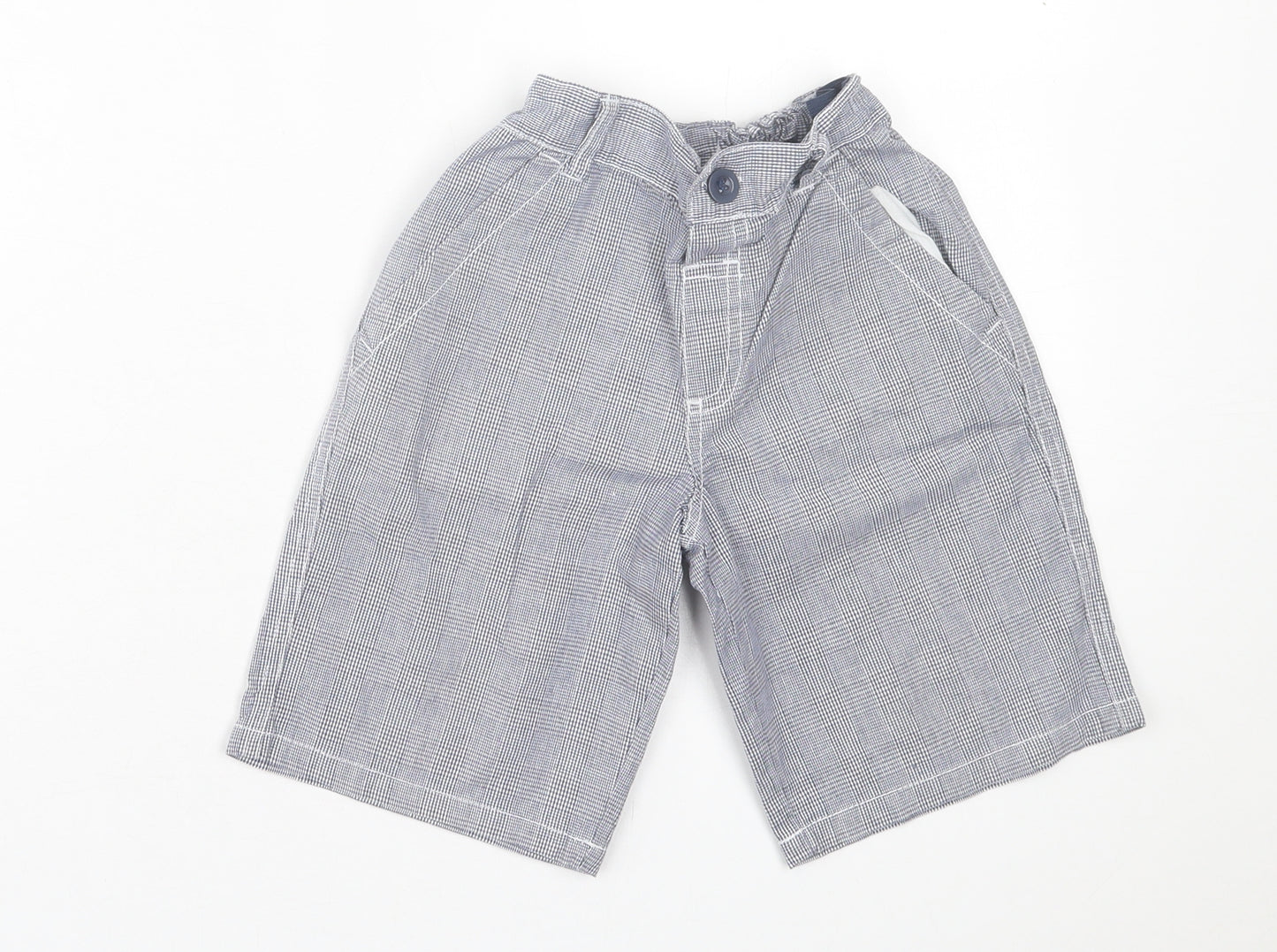 H+T Boys Blue Houndstooth Cotton Bermuda Shorts Size 5 Years  Regular Buckle