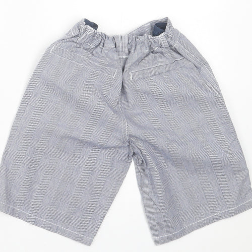 H+T Boys Blue Houndstooth Cotton Bermuda Shorts Size 5 Years  Regular Buckle