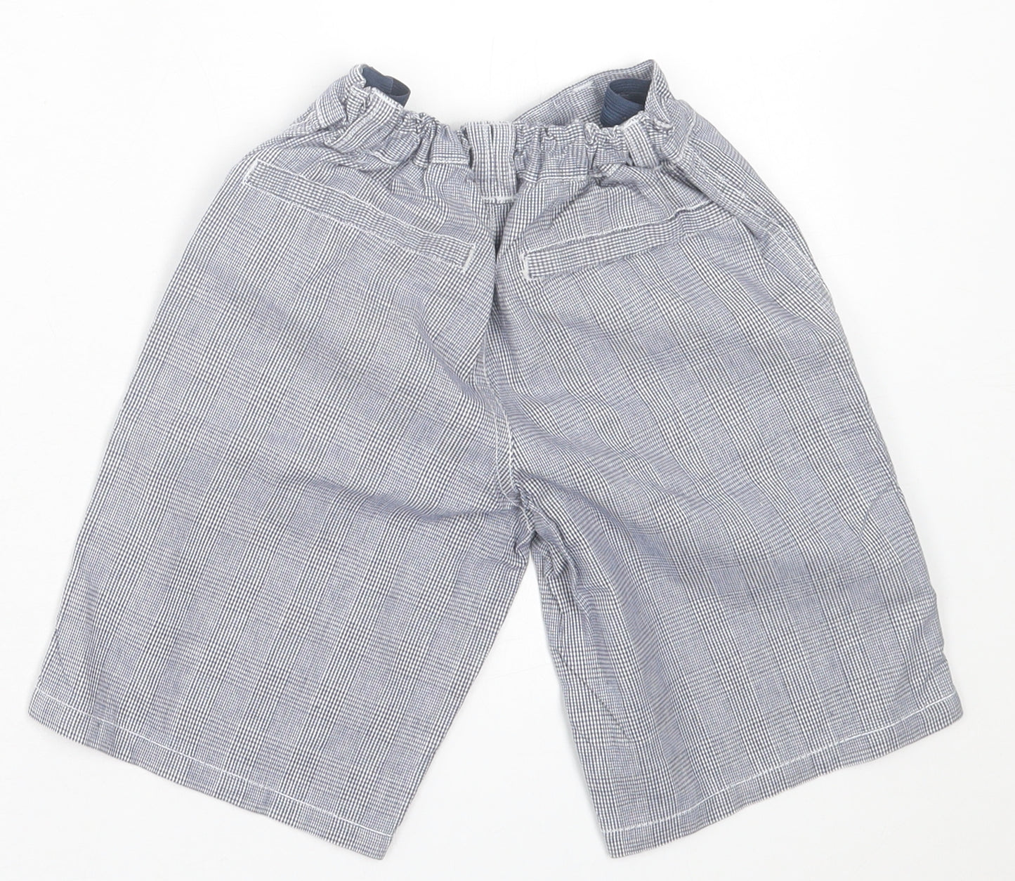H+T Boys Blue Houndstooth Cotton Bermuda Shorts Size 5 Years  Regular Buckle