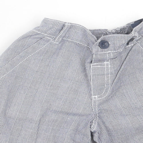 H+T Boys Blue Houndstooth Cotton Bermuda Shorts Size 5 Years  Regular Buckle