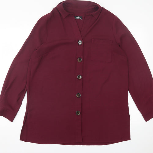 Wallis Womens Purple  Polyester A-Line  Size 14  Collared Button