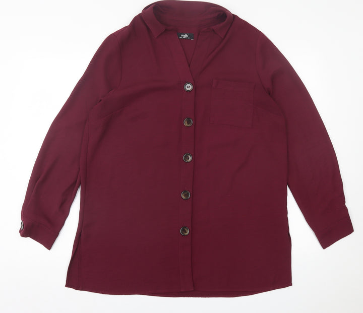 Wallis Womens Purple  Polyester A-Line  Size 14  Collared Button