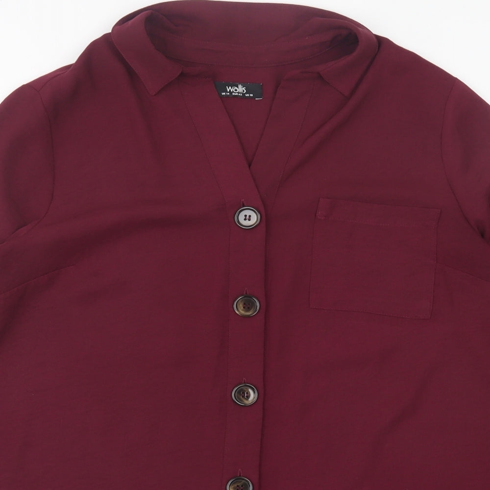 Wallis Womens Purple  Polyester A-Line  Size 14  Collared Button