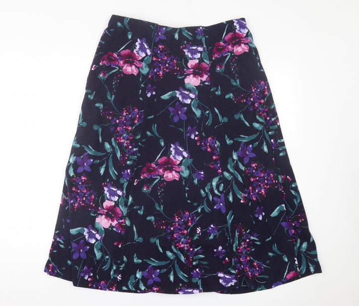 Anna Rose  Womens Purple Floral Polyester A-Line Skirt Size 12