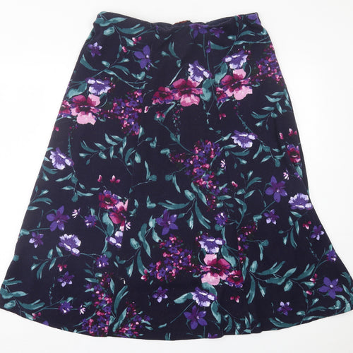 Anna Rose  Womens Purple Floral Polyester A-Line Skirt Size 12