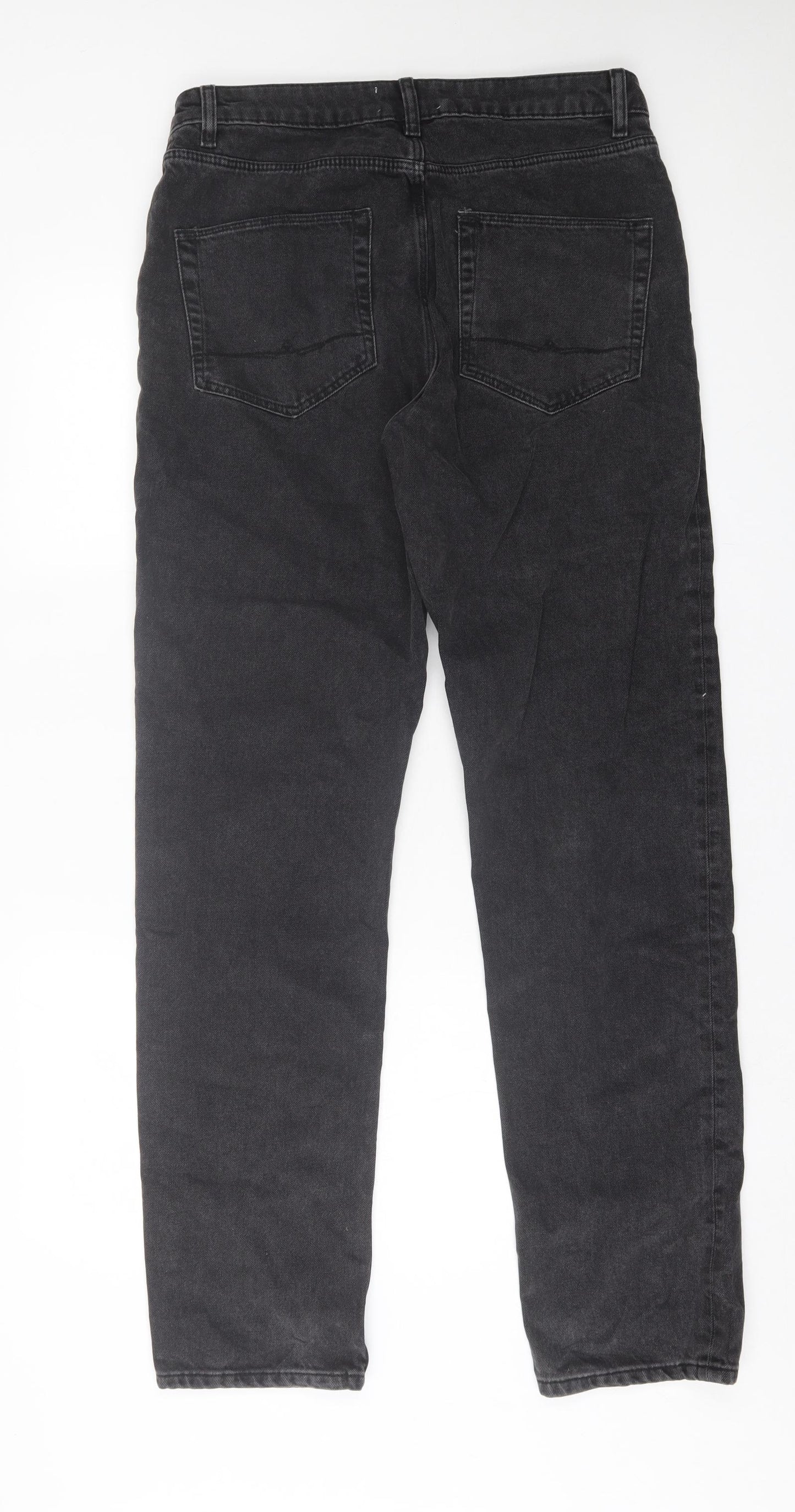 ASOS Mens Black  Cotton Straight Jeans Size 32 in L34 in Regular Button