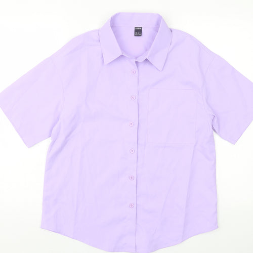 SheIn Womens Purple  Polyester Basic Button-Up Size XS Collared