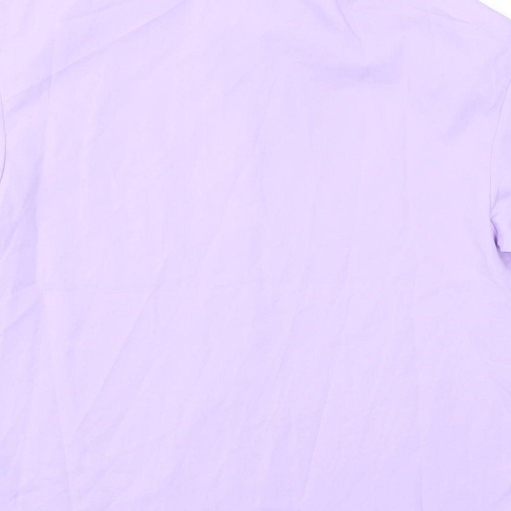 SheIn Womens Purple  Polyester Basic Button-Up Size XS Collared