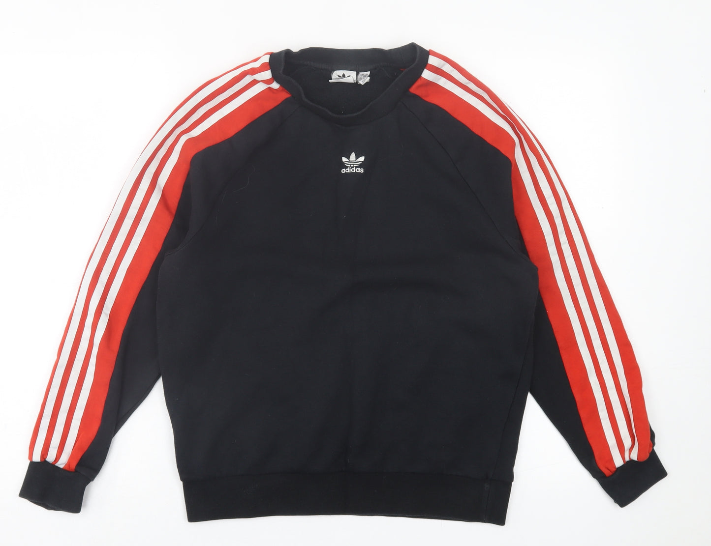adidas Womens Black Striped Cotton Pullover Sweatshirt Size 10  Pullover