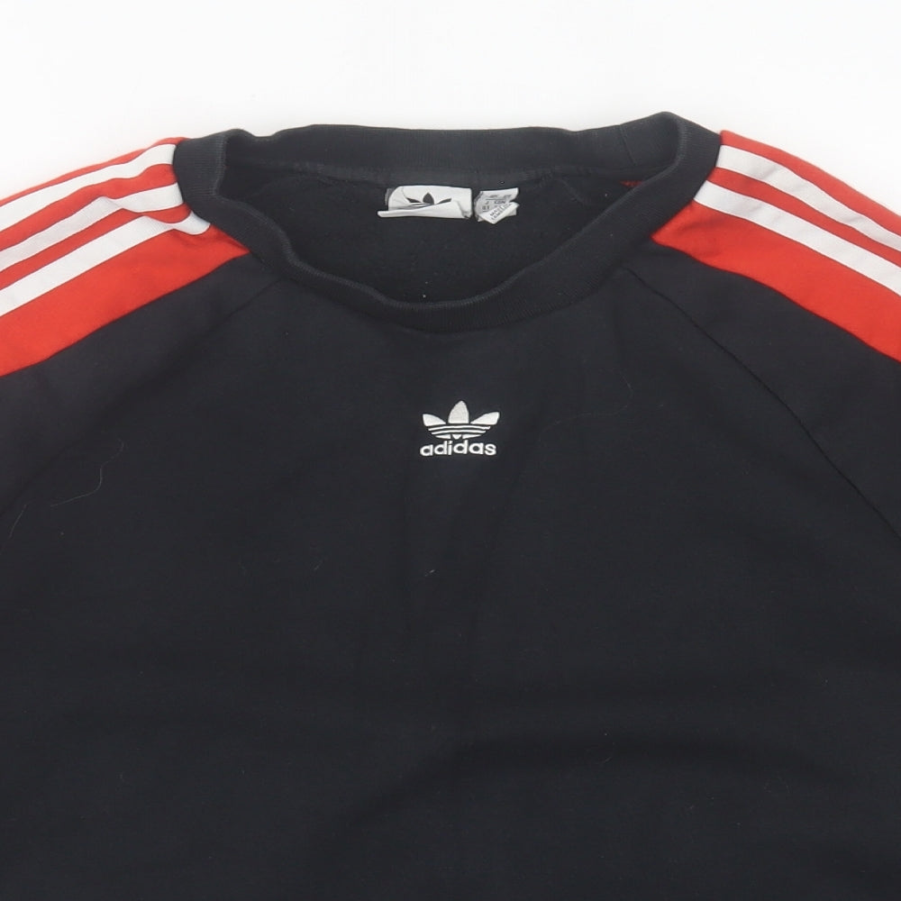adidas Womens Black Striped Cotton Pullover Sweatshirt Size 10  Pullover