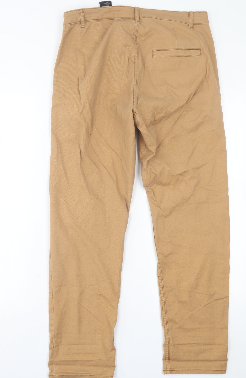 H&M Womens Brown  Cotton Trousers  Size 10 L28 in Regular Button