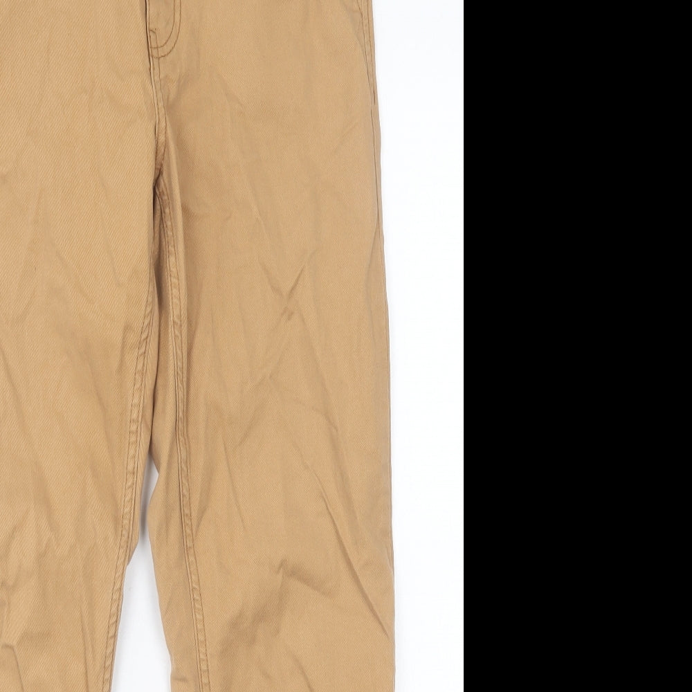 H&M Womens Brown  Cotton Trousers  Size 10 L28 in Regular Button