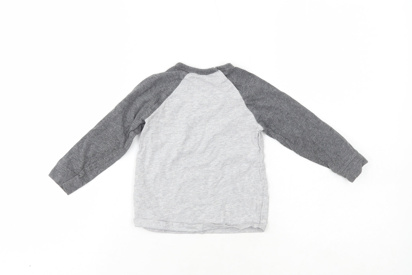H&M Boys Grey  100% Cotton Pullover T-Shirt Size 12-18 Months Crew Neck  - Peekabear