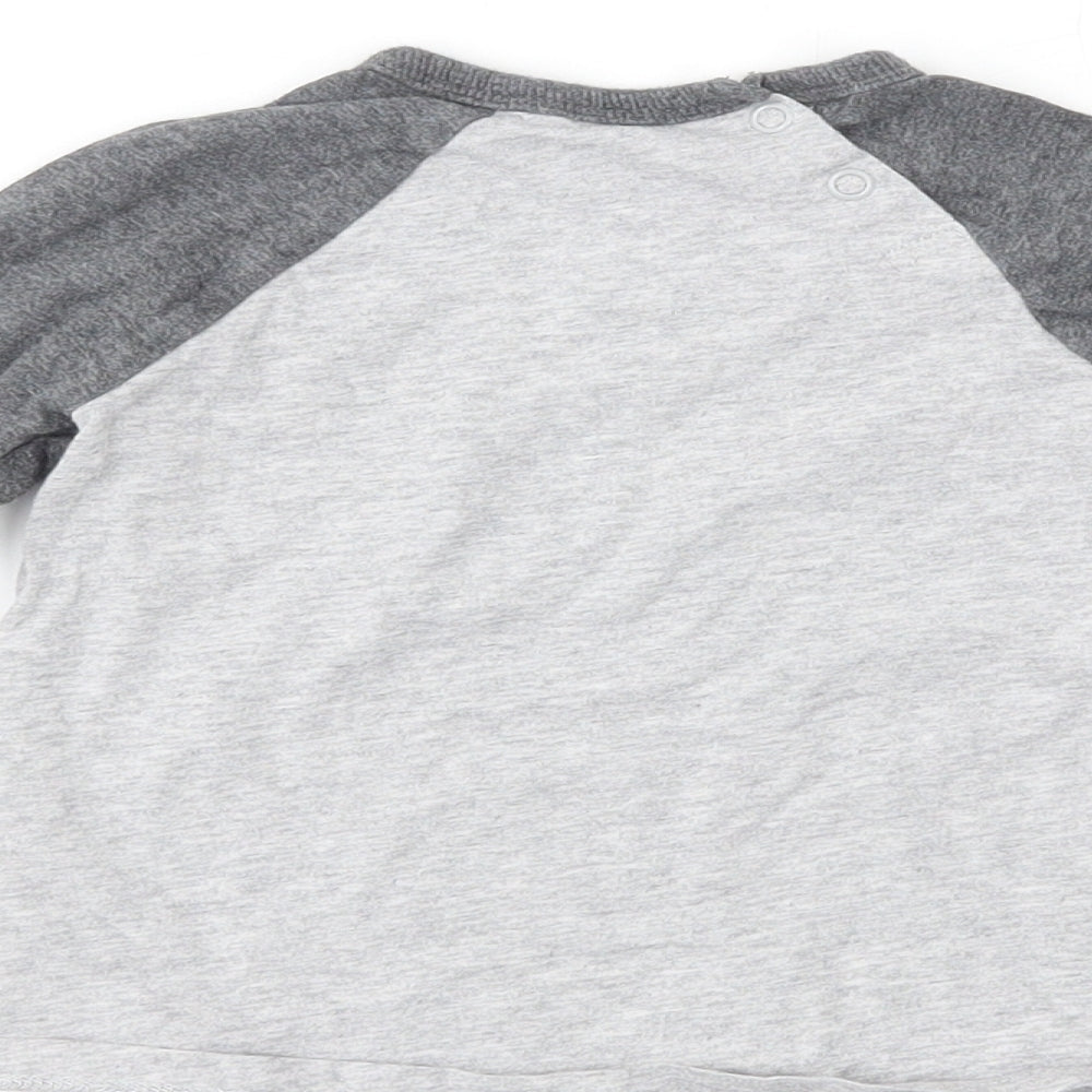 H&M Boys Grey  100% Cotton Pullover T-Shirt Size 12-18 Months Crew Neck  - Peekabear
