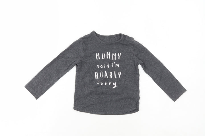 TU Girls Grey Cotton Pullover Casual Size 9-12 Months Crew Neck