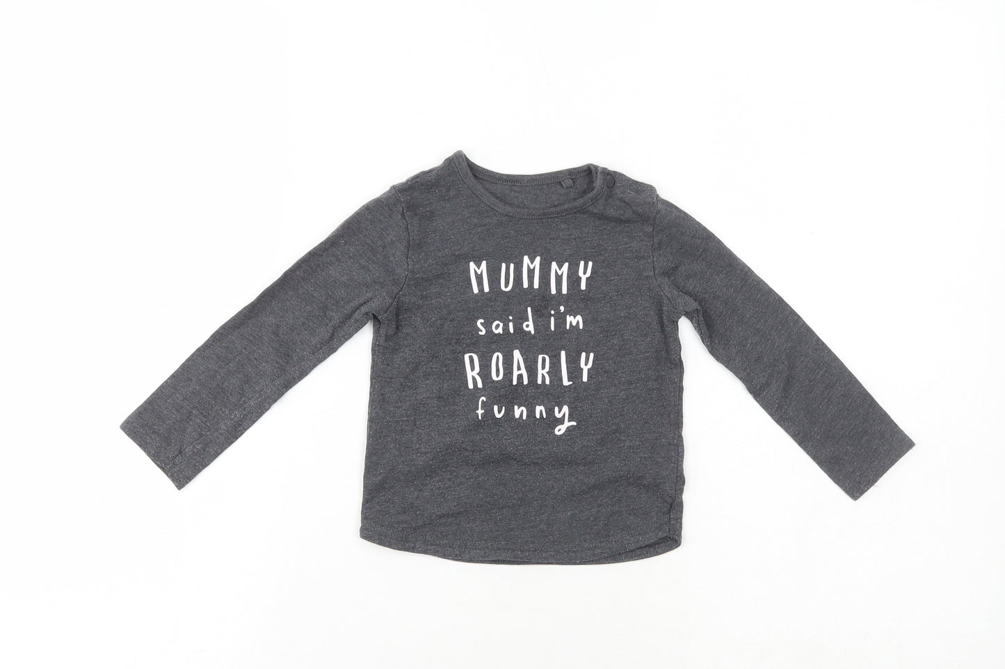 TU Girls Grey  Cotton Pullover Casual Size 9-12 Months Crew Neck
