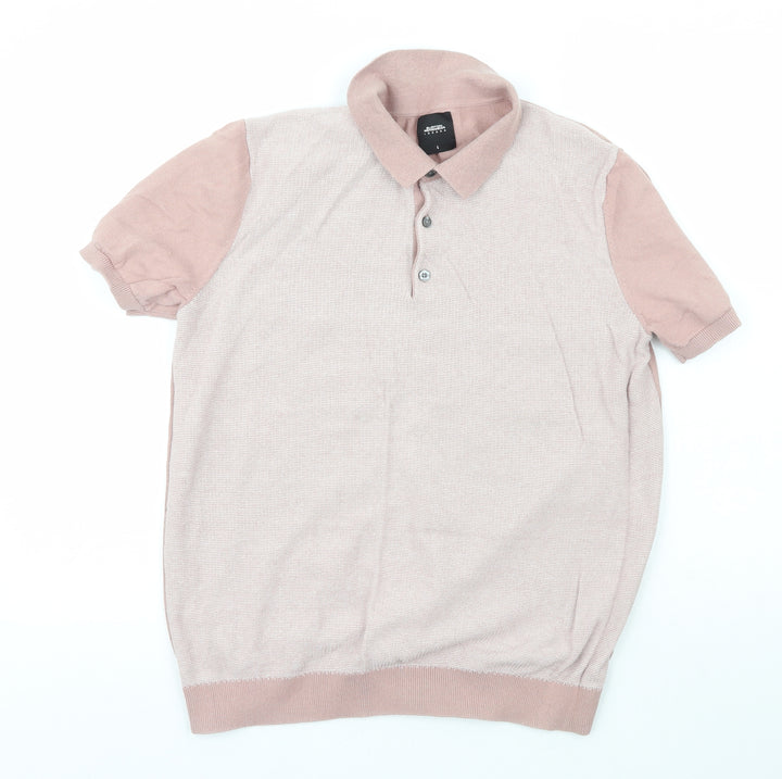 Burton Mens Pink Polyester Polo Size L Collared