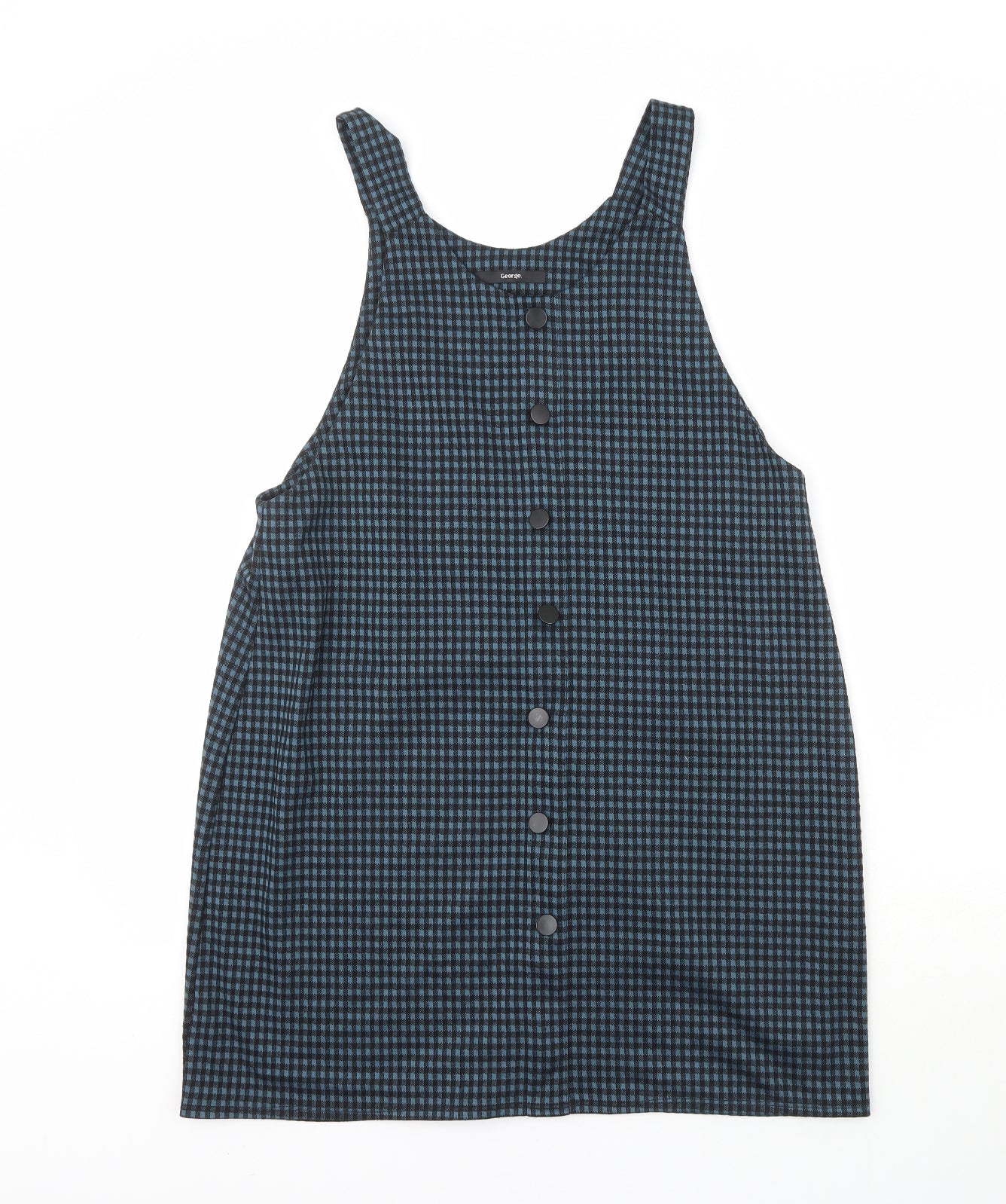 George  Womens Blue Plaid Polyester Pinafore/Dungaree Dress  Size 14  Scoop Neck