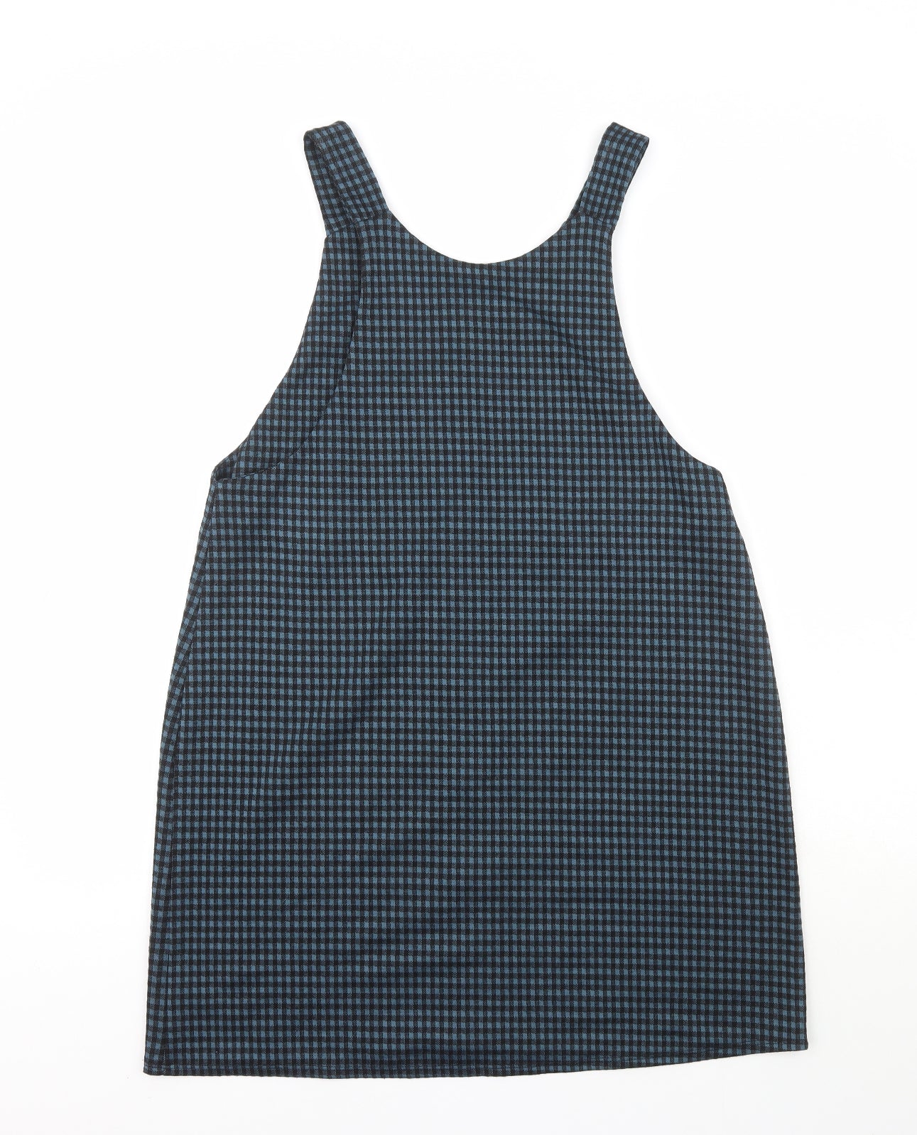 George  Womens Blue Plaid Polyester Pinafore/Dungaree Dress  Size 14  Scoop Neck