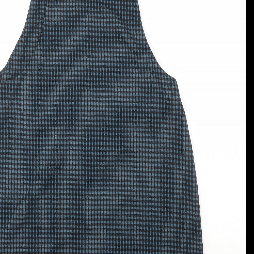 George  Womens Blue Plaid Polyester Pinafore/Dungaree Dress  Size 14  Scoop Neck