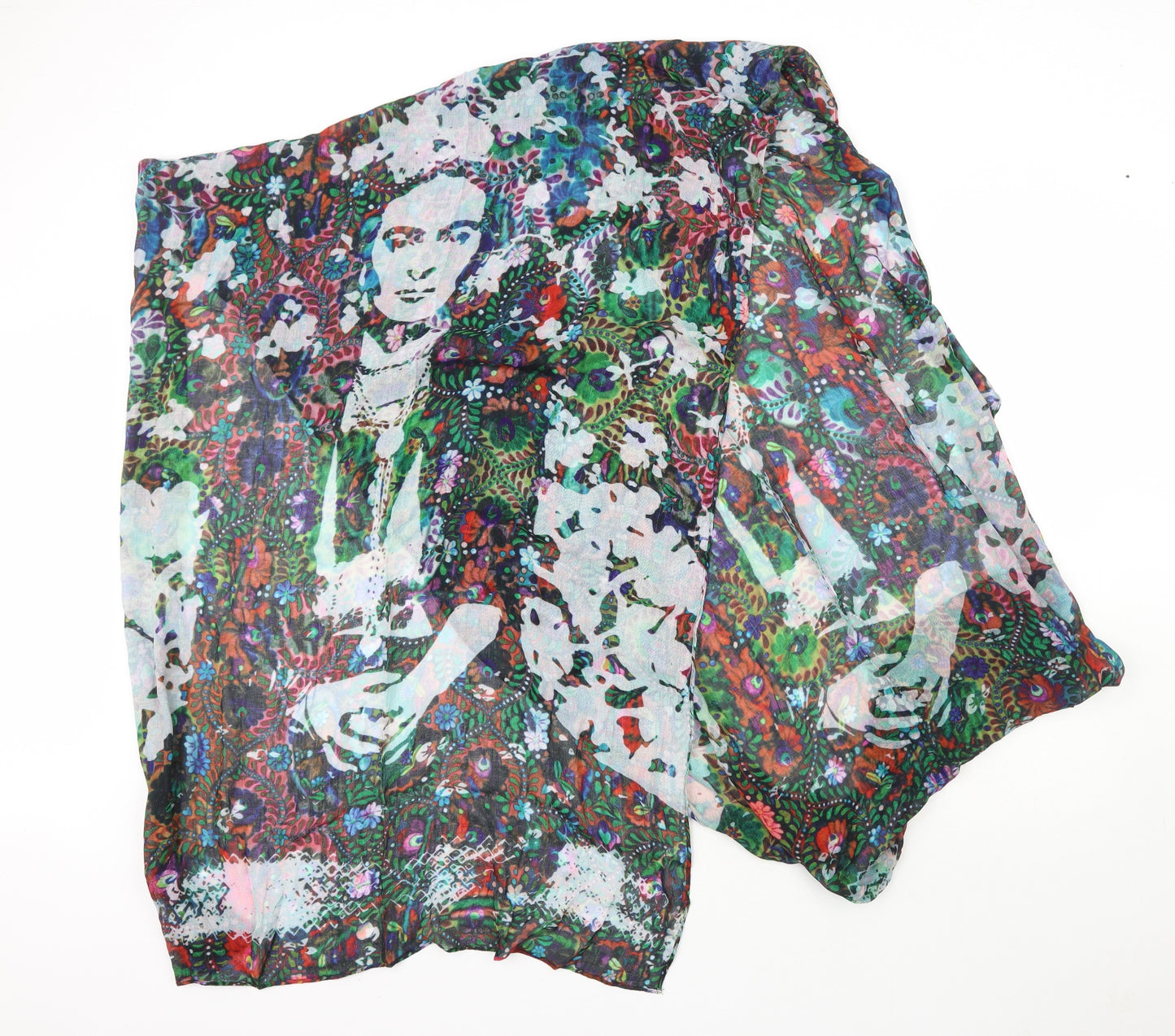 Preworn  Unisex Multicoloured  Viscose  Scarf    - Flowers, Man