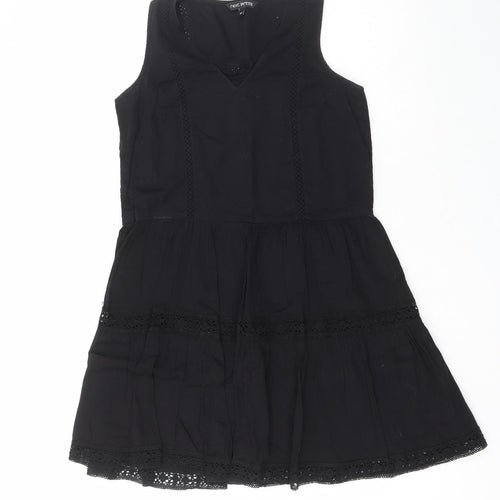 NEXT Womens Black  100% Cotton Fit & Flare  Size 8  V-Neck