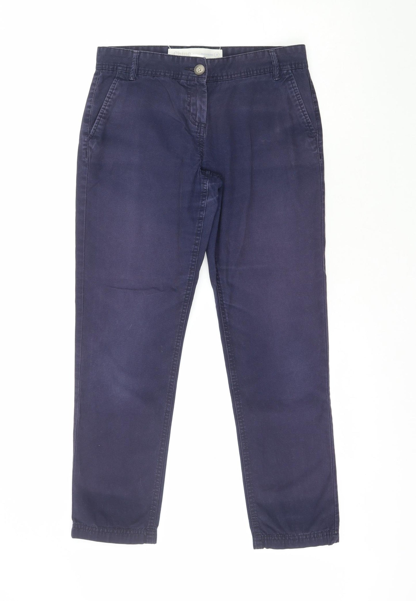 NEXT Womens Blue  Cotton Chino Trousers Size 8 L27 in Regular