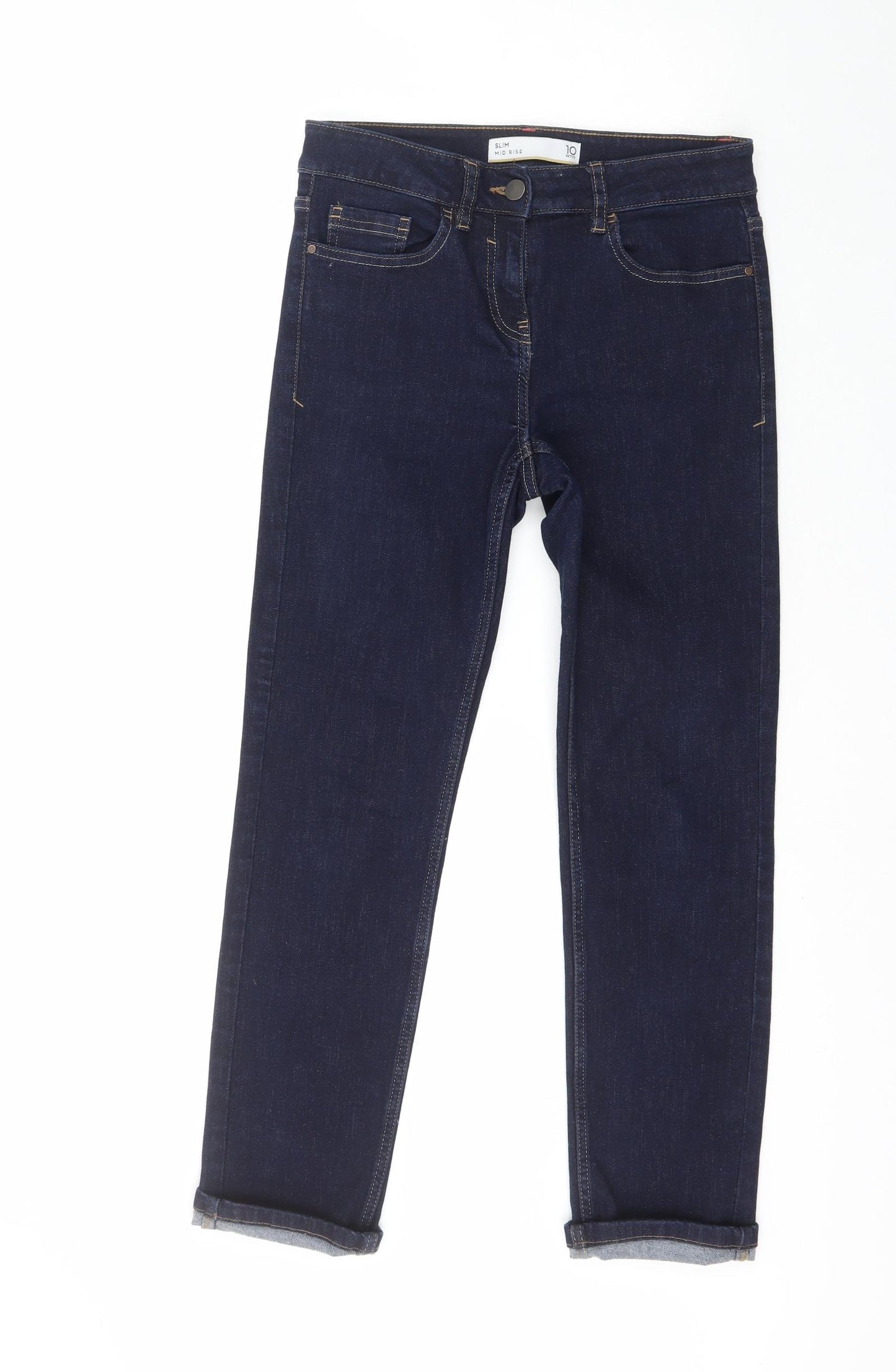 NEXT Womens Blue  Cotton Straight Jeans Size 10 L26 in Regular