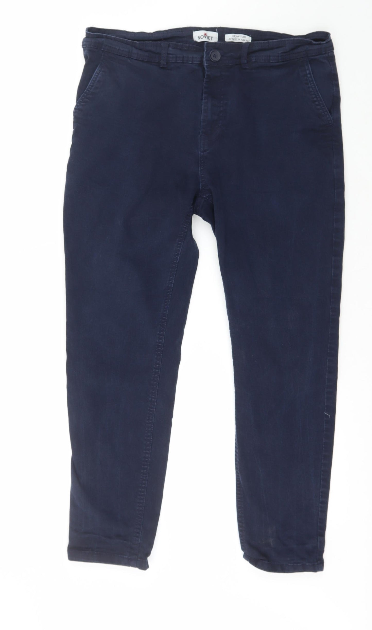 Soviet Mens Blue  Cotton Trousers  Size 34 L26 in Regular