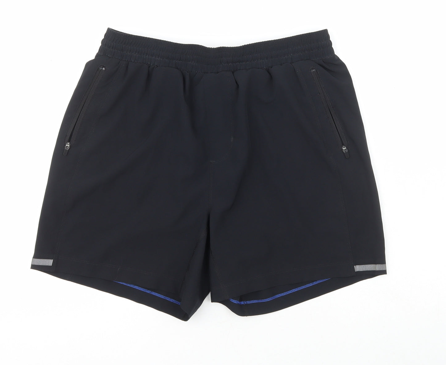 Marks and Spencers Mens Black  Polyester Sweat Shorts Size M L6 in Regular