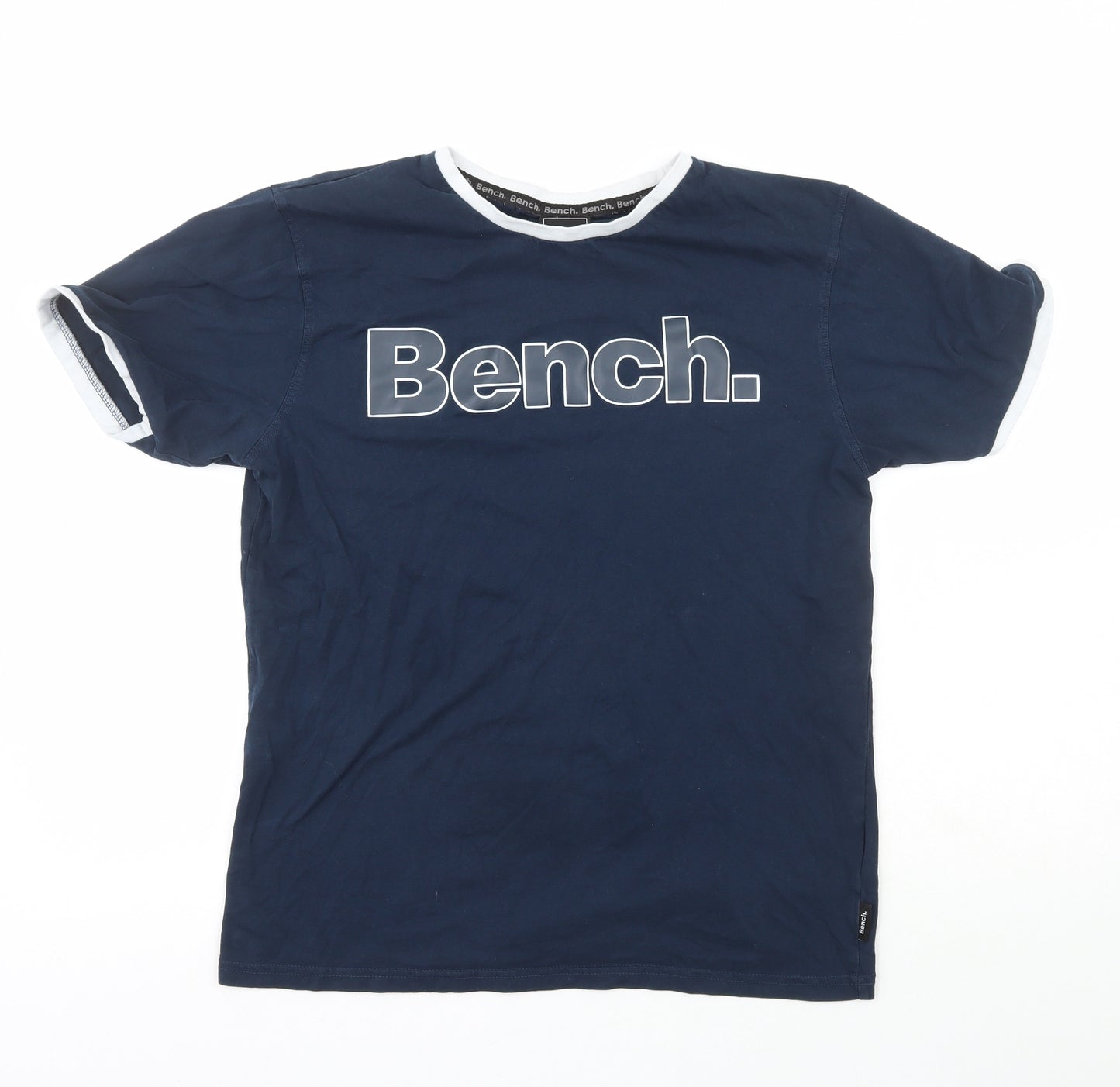 Bench Mens Blue  Cotton  T-Shirt Size L Crew Neck
