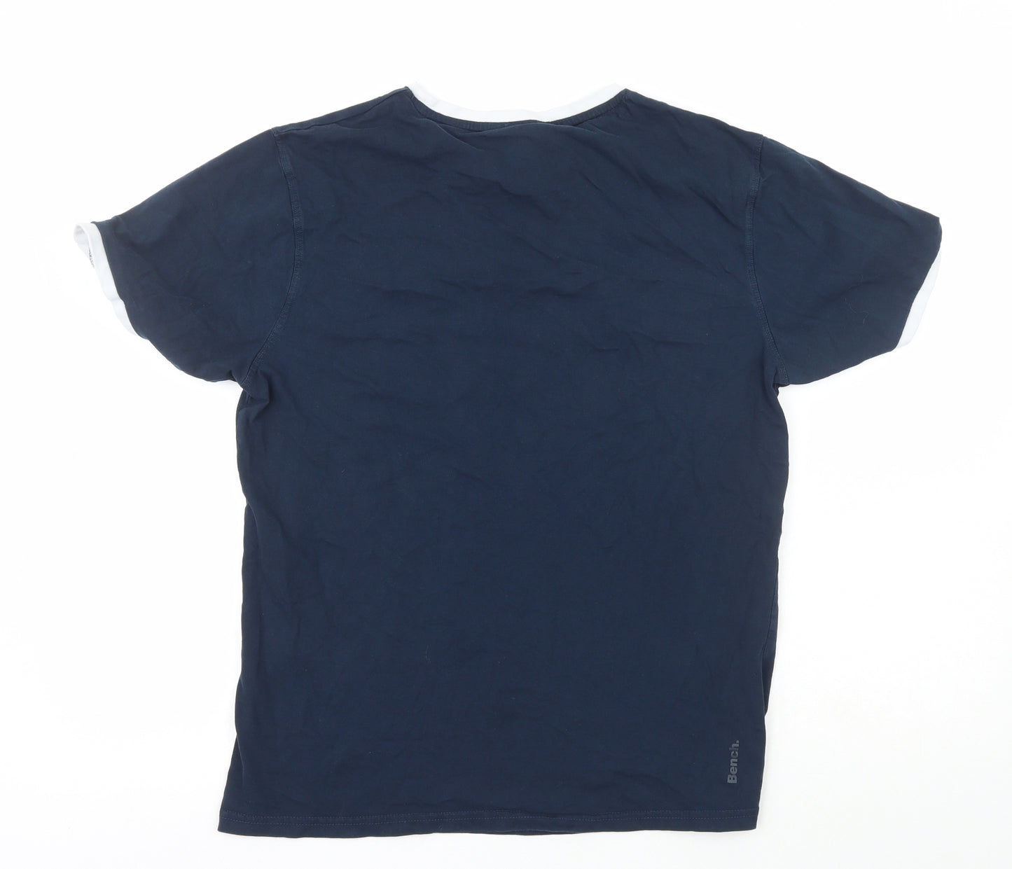 Bench Mens Blue  Cotton  T-Shirt Size L Crew Neck
