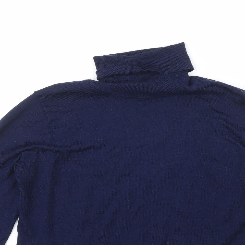 Dunnes Womens Blue Roll Neck  Viscose Pullover Jumper Size M