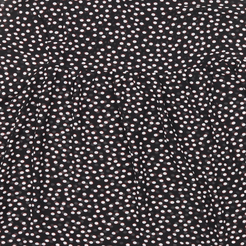 Very Womens Black Polka Dot Polyester Basic Blouse Size 14 High Neck
