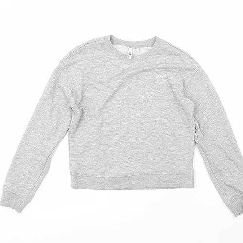 H&M Womens Grey Crew Neck  Cotton Pullover Jumper Size XS   - Love