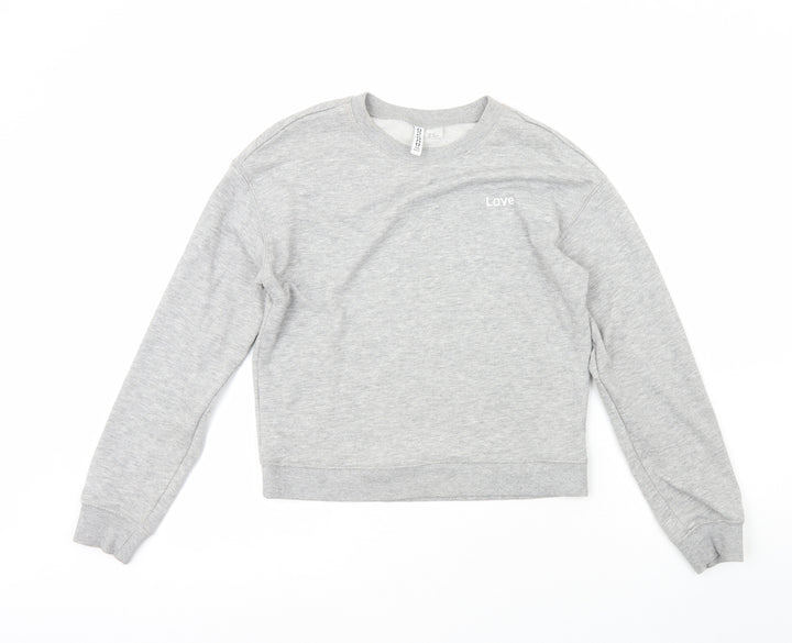 H&M Womens Grey Crew Neck  Cotton Pullover Jumper Size XS   - Love