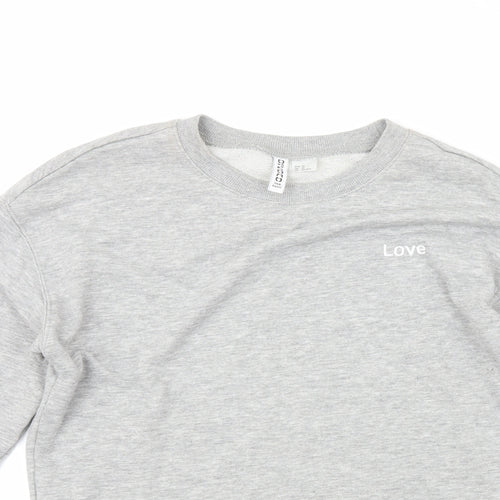 H&M Womens Grey Crew Neck  Cotton Pullover Jumper Size XS   - Love