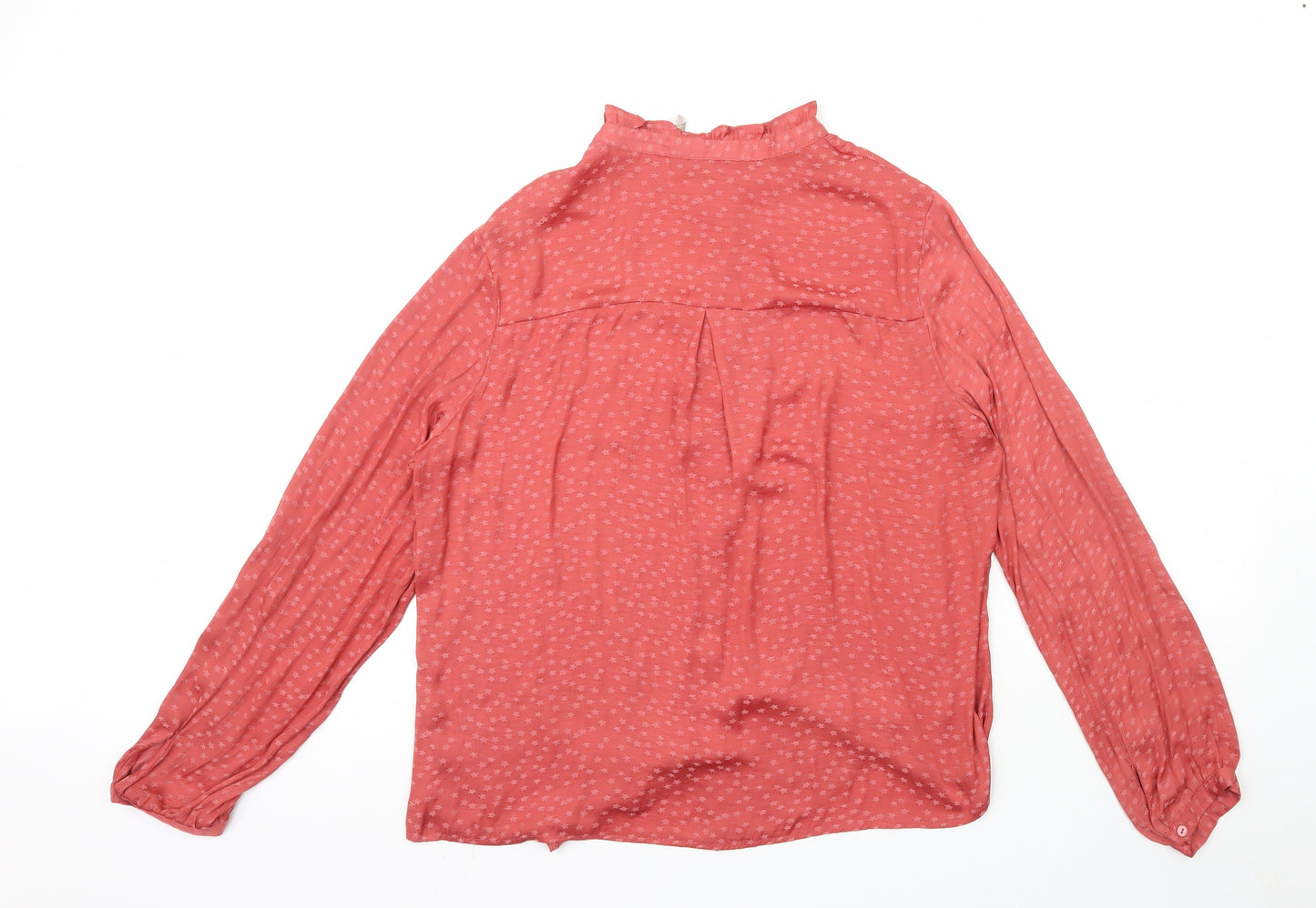 Monsoon Womens Red  Polyester Basic Blouse Size M Collared