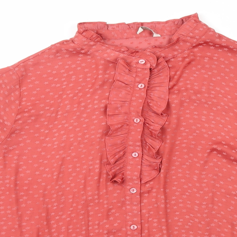 Monsoon Womens Red  Polyester Basic Blouse Size M Collared