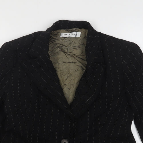 Planet Womens Black Striped Wool Jacket Suit Jacket Size 8
